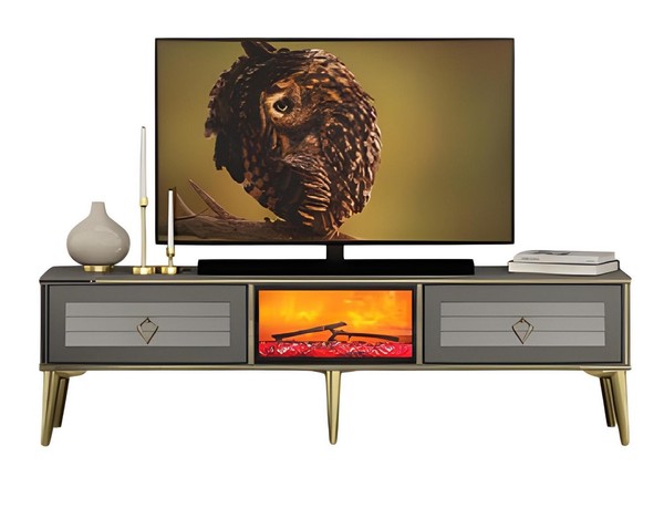 Tv Lowboard Sideboard Dekokamin Elektrokamin Wohnzimmerschrank Modern Stilvoll-image