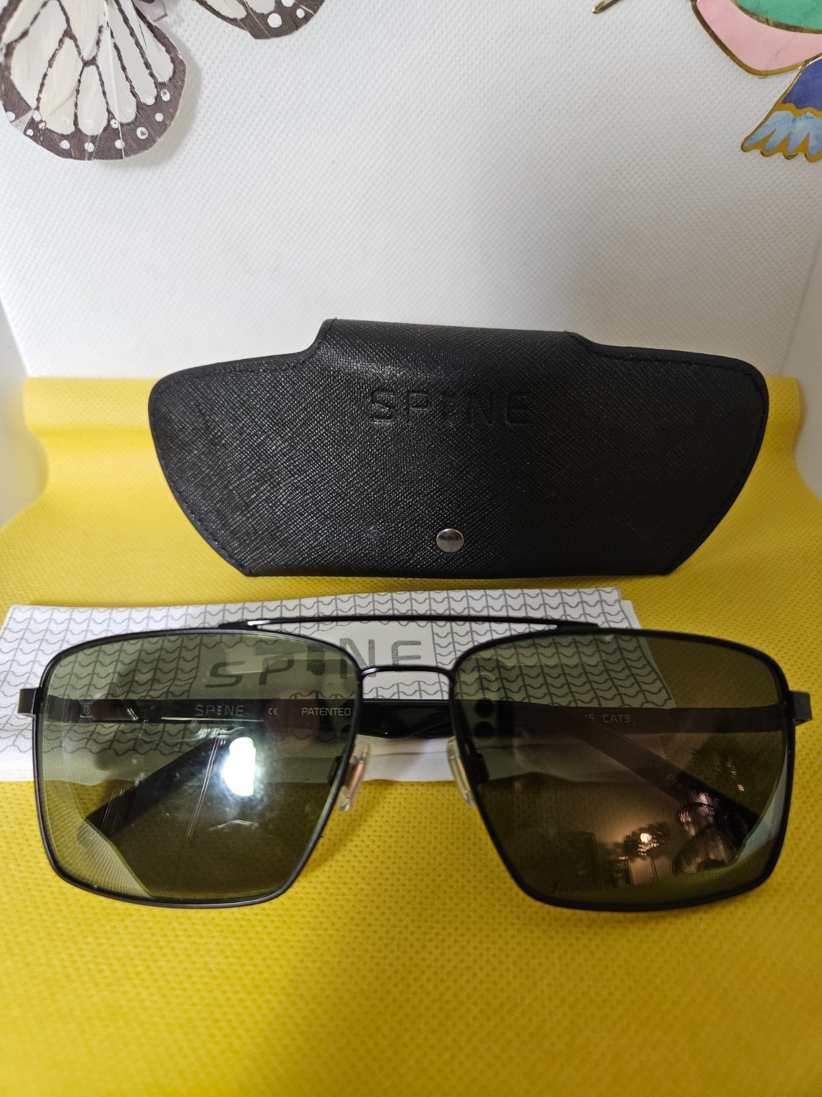 NUEVO Gafas de sol Spine SP4401 001 negro mate color cuadrado 57/15/145 RXable