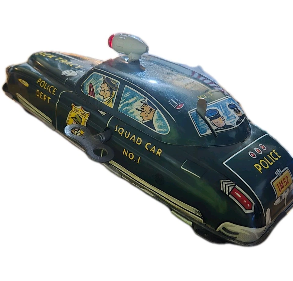 BOM VINTAGE 1949 MARX LATA LITHO WIND UP DICK TRACY #1 CARRO DE ESQUADRÃO POLICIAL - Imagem 2 de 3
