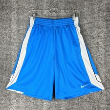 Nike Mens Size Medium Blue Drawstring Basketball Shorts Side Stripe Mesh Pockets