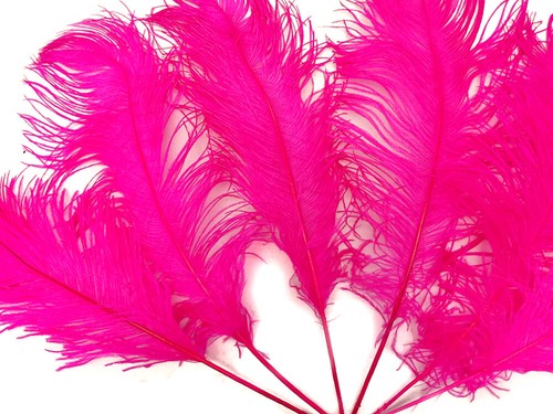 10 Pieces - 12-16" Hot Pink Ostrich Tail Feathers Centerpiece Halloween Costume - Picture 3 of 7