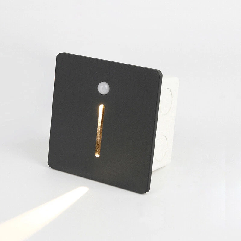 3W LED Detector PIR Motion Sensor Wall Step Lamp Dusk to Dawn Foot Light Fixture