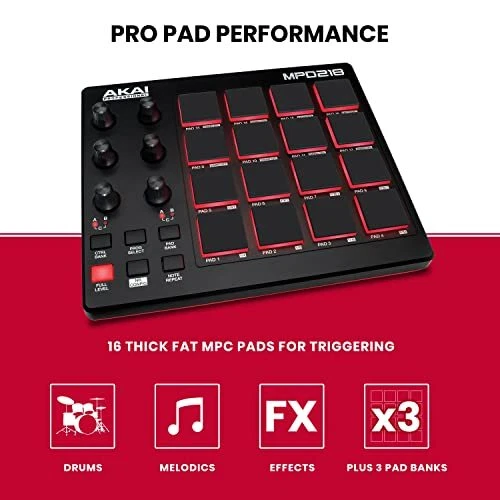 Akai Professional MPD218 USB MIDI controller 16 pads with sound source software - Image 2 of 4