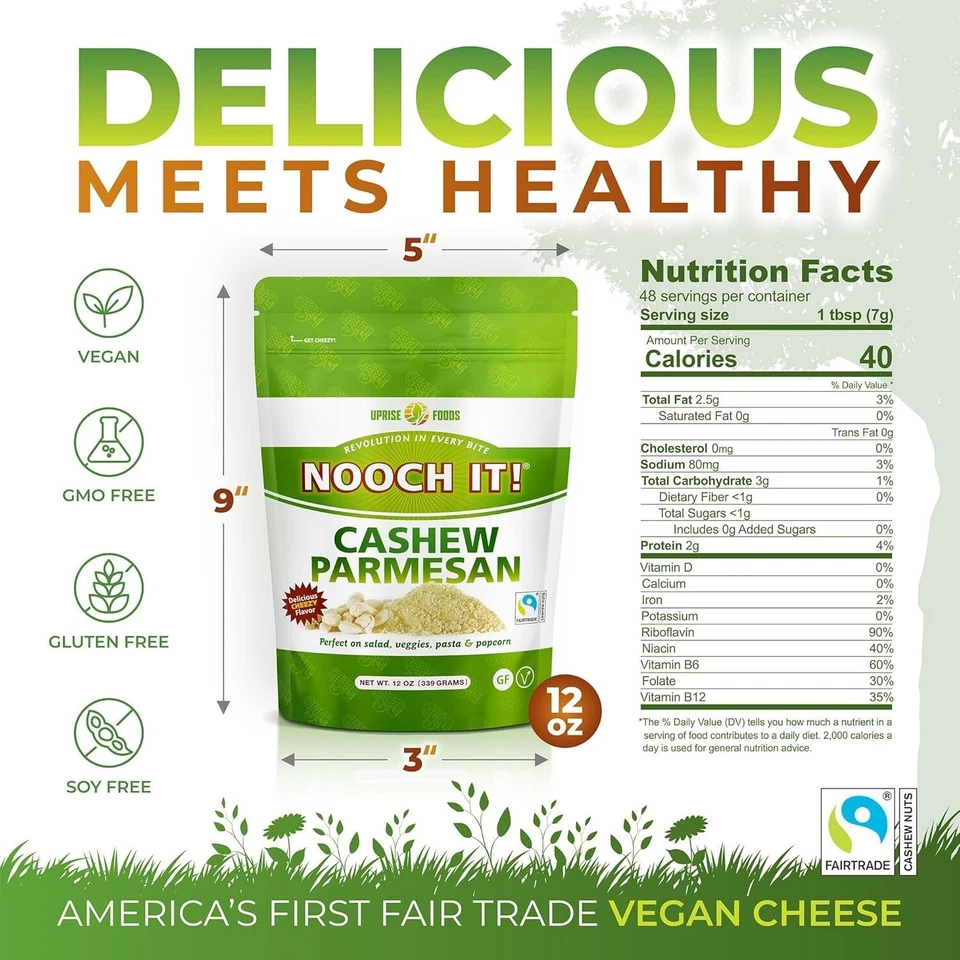 NOOCH IT! Anacardo a base de plantas parmesano 12 oz - alternativa nutritiva al queso vegano Foto 4 de 4