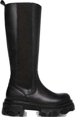 $170 Steve Madden Esma knee high boots black leather PLATFORM  (TC35)