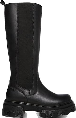 $170 Steve Madden Esma knee high boots black leather PLATFORM (TC35) - Picture 1 of 4