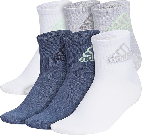 adidas Kids' Superlite Classic Quarter Socks (6 Pairs) - Lightweight, Breathable