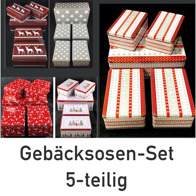 Gebäckdosen 5er Set Plätzchen-Dosen Keksdosen Metalldosen Geschenkdosen