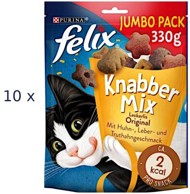 Felix KnabberMix Original Jumbo Pack - 10 x 330g ( 22,00/kg) Knabber Mix Katze