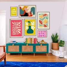 Vibrant wall art, Set of 6 colorful gallery wall, bright colors printable wall