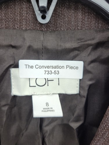Chaqueta Ann Taylor Loft Mujer 8 Marrón Texturizada Botón Único Blazer Bolsillos Boho - Imagen 5 de 6