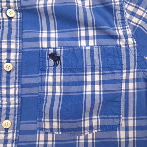 Abercrombie & Fitch Plaid Button Down Shirt Mens XL Blue Muscle Fit Long Sleeve - Picture 3 of 10