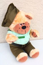 Stuffed Plush BEAR Sarge Teddy Officer Military Army Cap USA Hawaii Made Cute HV