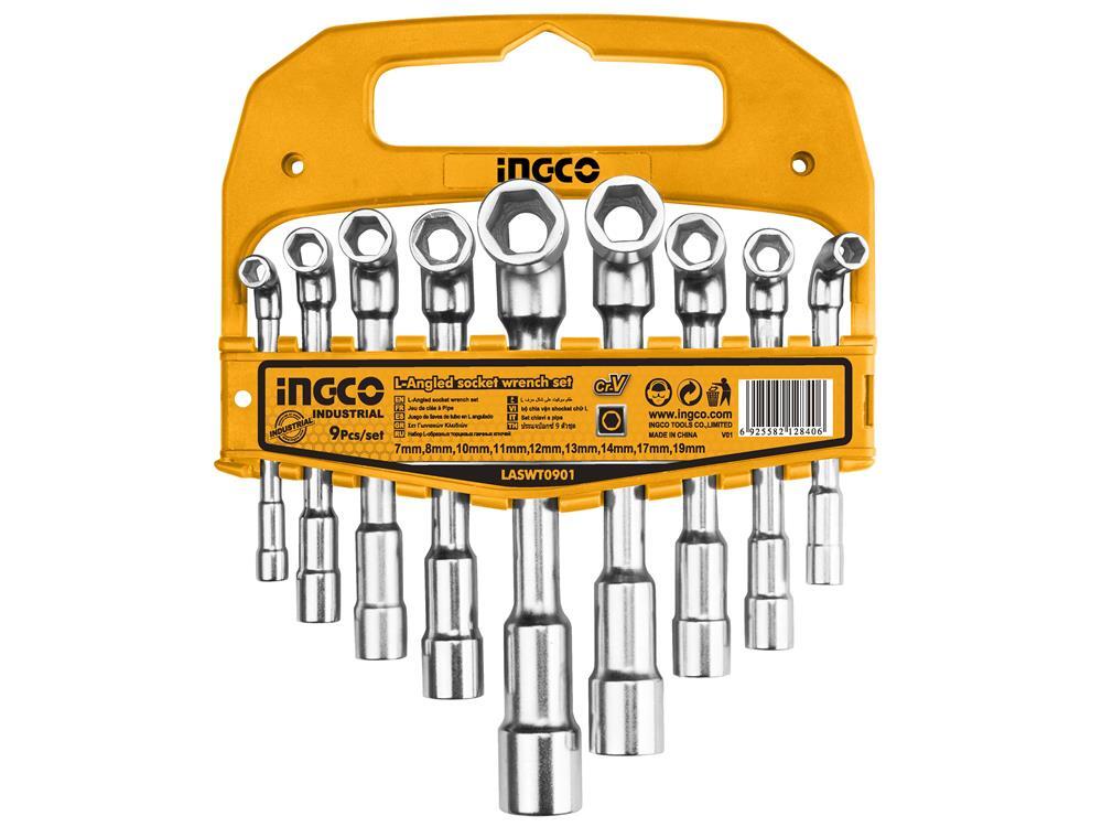 INGCO CHIAVI A TUBO 9 PZ AD "L"   -  IN SERIE  - KIT serie - CHIAVE A TUBO LASWT