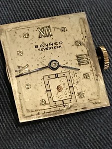 Early Vintage Mens Banner Watch Movement For Parts Or Restoration