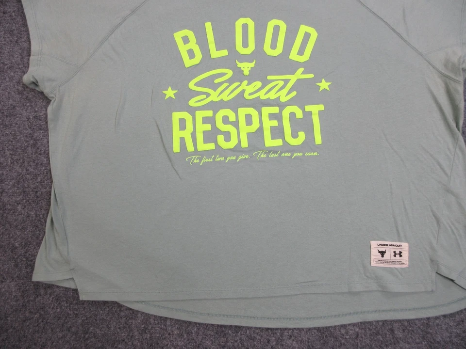 Under Armour Shirt Womens Extra Large Green Project Rock Bull Logo Loose Crop - Image 2 of 4