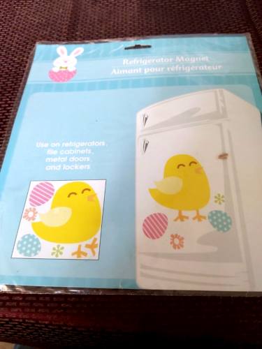 Easter Refrigerator Magnets Large Chick with eggs & Flowers - Picture 1 of 3