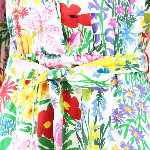 GUCCI One-piece Logo 100% Silk Band L/S Floral Women Size36 Multicolor Ken Scott - Picture 3 of 17