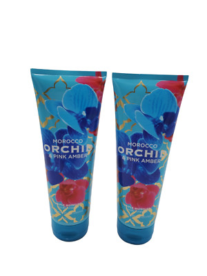 x2 Bath and Body Works Morocco Orchid & Pink Amber Triple Moisture Cream 8 oz