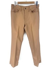 Vintage 70s Levi's USA Boot Pants Mens W34xL30 Brown Tan Dacron Polyester 10517