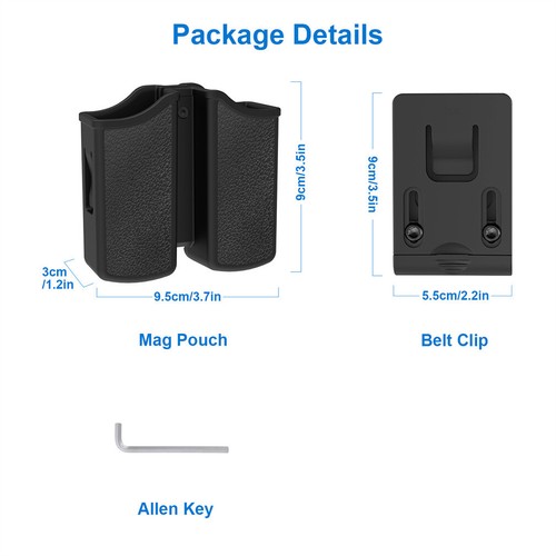 Universal Double Stack Magazine Belt Holster for 9mm 40 Cal Pistol Mag Holder - Picture 3 of 7