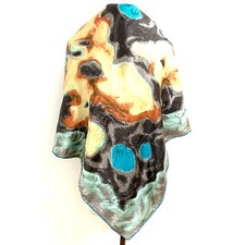 Vintage Abstract Silk Scarf - Multicolor Artistic Print - 30"x30" Square A71