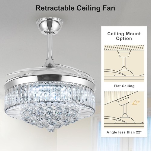 Contemporary 42'' Retractable Ceiling Fan with Light - Energy Efficient Design - Picture 8 of 12