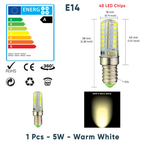 E14 5W 7W LED Glühbirne Küche Dunstabzugshaube Chimmey Kühlschrank Herd warmweiß AC - Bild 16 von 17