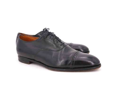 $1580 | VINTAGE EDWARD GREEN X PEAL UK 11.5 12 D OXFORD BURNISHED BLACK CAP TOE