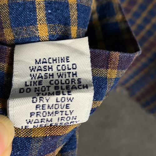 Vtg Lee Mens XL Long Sleeve Button Up Shirt Blue Burgundy Plaid Twill Pocket - Picture 9 of 14
