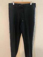 Forever 21 Contemporary Black Wide Pants With White Stripe SIZE Large
