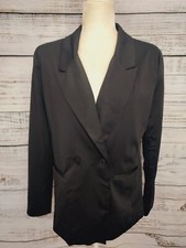 Marled Blazer Women's Black Double Breast Medium Front Pockets Lined FLAW