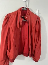Vintage Mod Maid Red 1980s Coat Silk