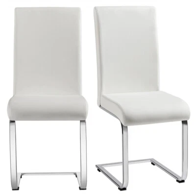 Dining Chairs 2pcs Leather Padded Seat w/Metal Legs Home Kitchen Cafe Furniture