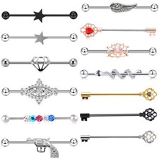 Industrial Barbell Stainless Steel Scaffold Industrial Bar Piercing Jewelry 14G