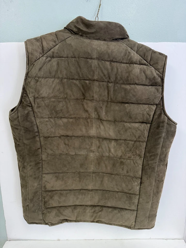 Buffalo Jackson Vest Jackson Suede Leather Down Green L w/Tag Button Zip Proto? - Image 2 of 4