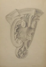 Antique realist pencil painting still life