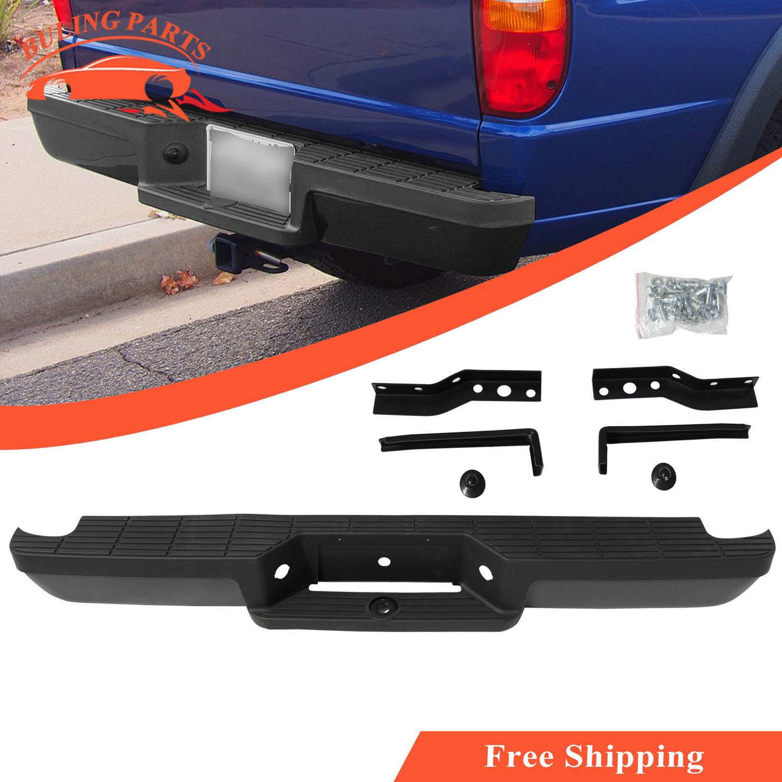 Stepside Ranger Rear Bumper Black Rear Step Bumper Assembly For 1993-2011 Ford Ranger Fleetside ...