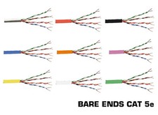 CAT 5e UTP Patch LAN Network Cable 26AWG Bare Ends - Choose Your Length & Colour
