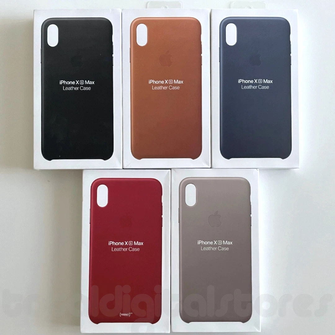GENUINE APPLE LEATHER CASE FOR IPHONE XS MAX RETAIL BLACK BLUE TAUPE BROWN RED