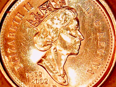 2002 P Canada Cent BU Red VHG Queen Elizabeth II Magnetic Canadian