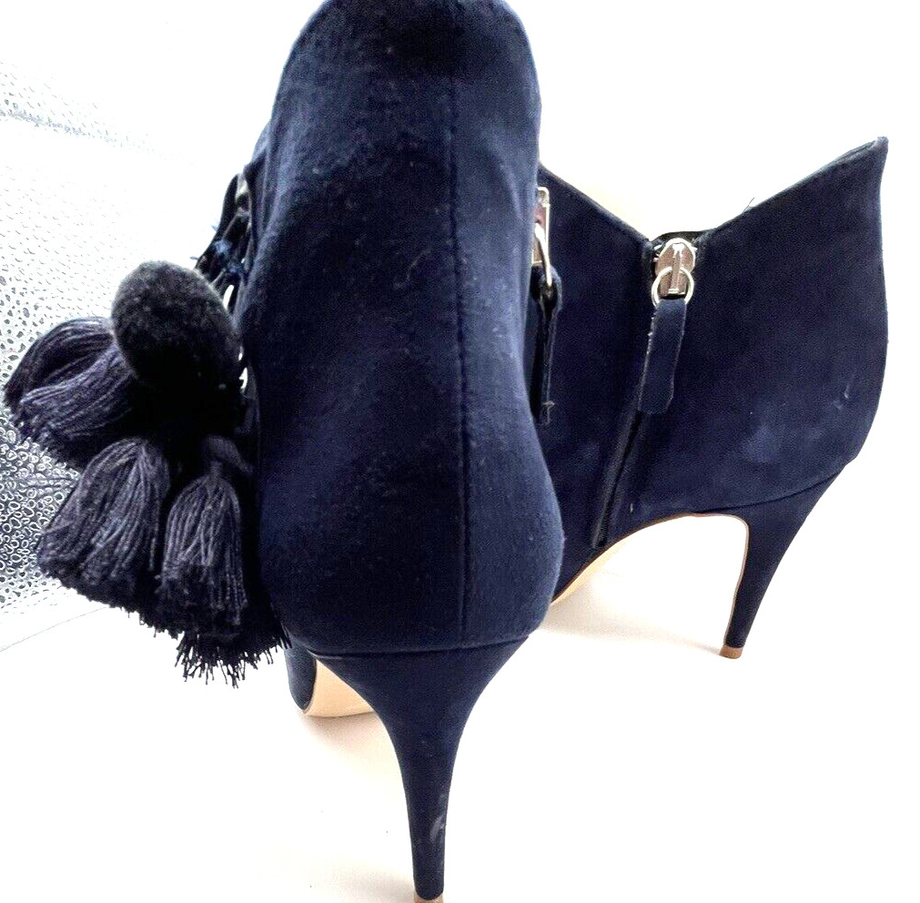 Zara Basic Collection Blue Suede Booties with Pom… - image 8