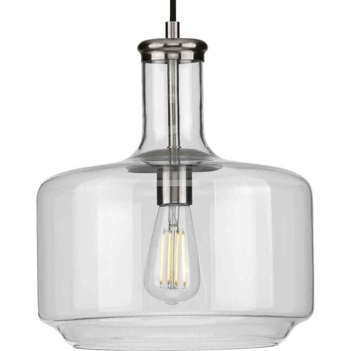 Progress Lighting Latrobe Collection 1-Light Clear Glass Brushed Nickel Pendant - Picture 2 of 8