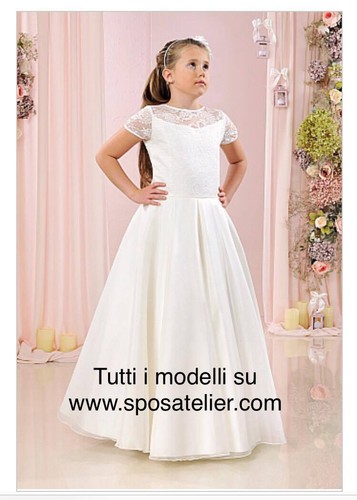 Abito damigella bambina in pizzo Prima Comunione Vestito Scontato Atelier |  eBay