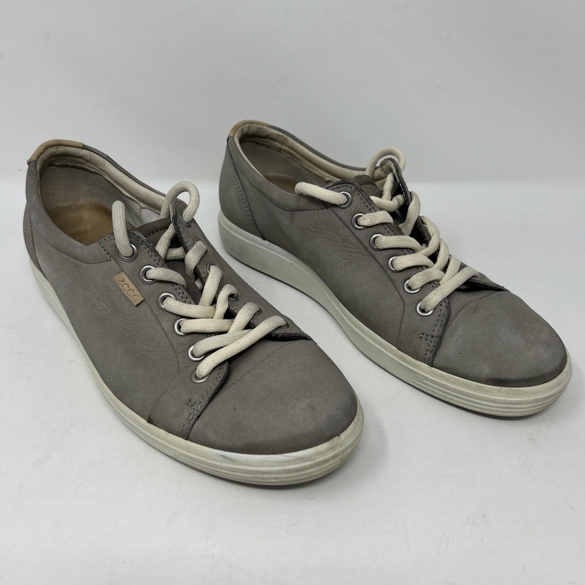 Ecco Soft Leather Sneaker Anatomical Gray Comfort Women's (S67)