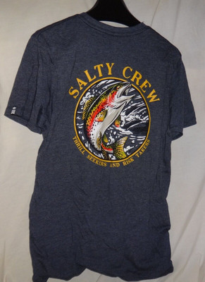 Salty Crew Thrill Seekers T-Shirt Charcoal Heather Sz M NEW Double Sided Tee