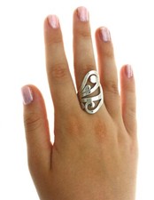 New 1.3 Inches Long Filigree High Polished Ring Real Solid 925 Sterling Silver