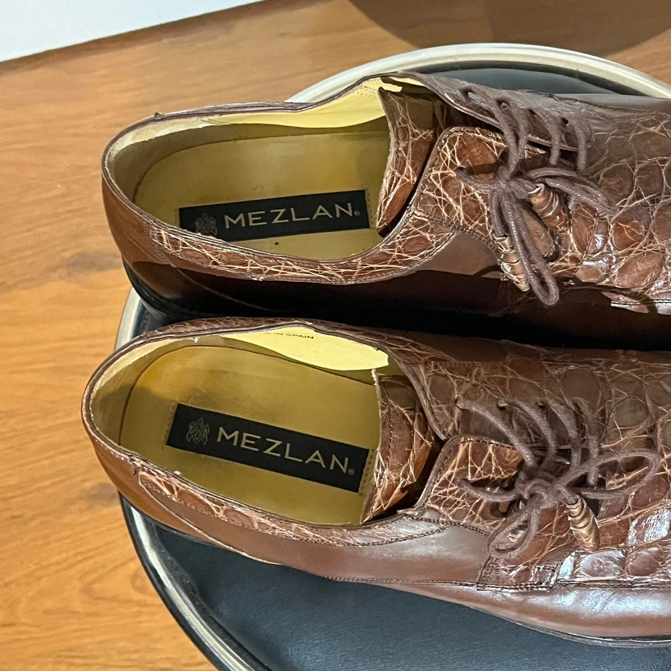 MEZLAN Leather Genuine Crocodile Alligator Loafers Shoes Boots 13 Vintage - Image 4 of 4