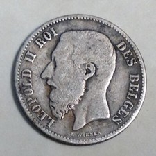 Belgium 1866 Silver 50 Centimes Leopold II - FREE US SHIPPING