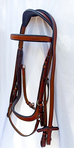 Anatomical shaped Leather BridleCrown shap head piece fully Padded with reins - Picture 2 of 16